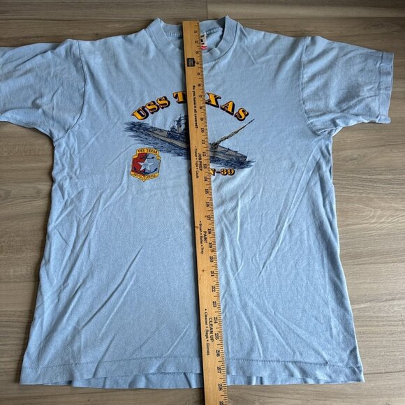 Vintage 80s USS TEXAS CGN 39 UNITED STATES NAVY MILITARY t-shirt L Single Stitch - Picture 9 of 12